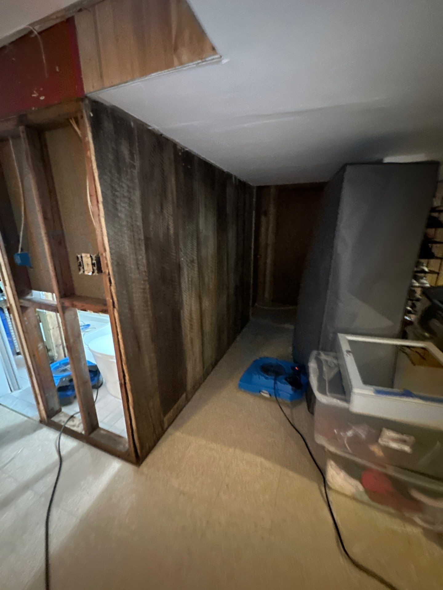 Wall opened up during water remediation and reconstruction